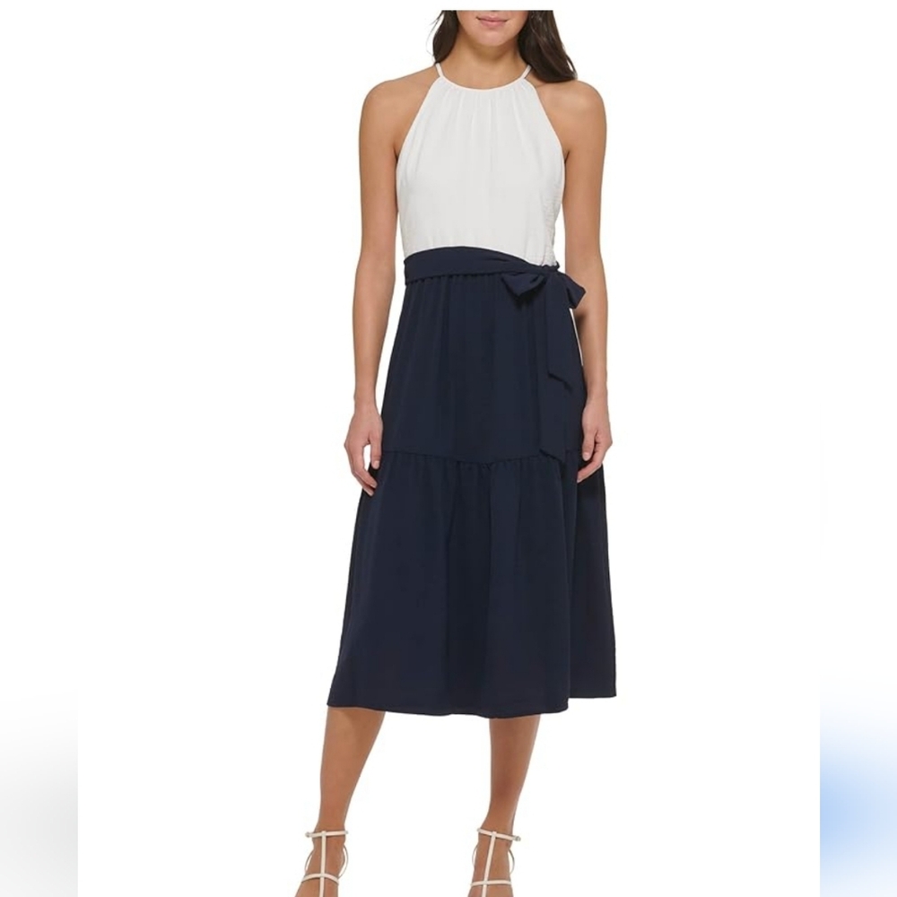 NWT DKNY COLORBLOCK HALTER MIDI